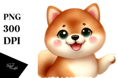 Watercolor Cartoon Shiba Inu, PNG Product Image 1