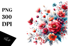 Colorful Red Flowers PNG Product Image 1