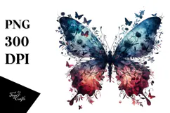 Grungy Butterfly, Vibrant PNG Product Image 1