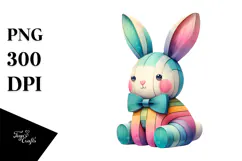 Colorful Pastel Bunny Wood PNG Product Image 1