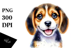 Watercolor Baby Beagle PNG Product Image 1