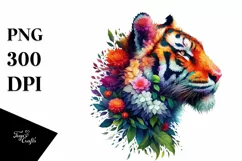 Vibrant Watercolor Tiger, Transparent PNG Product Image 1
