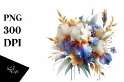 bouquet of Iris with Gold Foil Splashes | Clipart Product Image 3