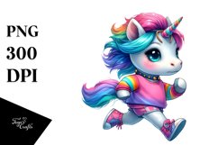 Joyful Unicorn Running, Vibrant PNG Product Image 3