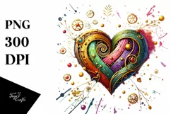 Colorful Heart on Wood PNG Product Image 1