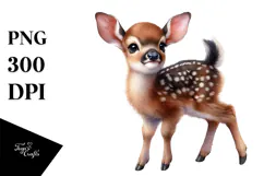 Digital Watercolor Baby Deer PNG Product Image 1