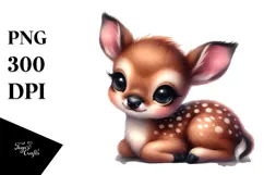 Digital Watercolor Baby Deer PNG Product Image 1
