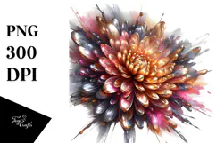 Abstract Shiny Chrysanthemum Watercolor Clipart Product Image 1