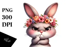 Cute Cartoon Bunny Flower Crown PNG Product Image 1