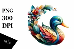 Vibrant Watercolor Duck, High-Res PNG Product Image 1