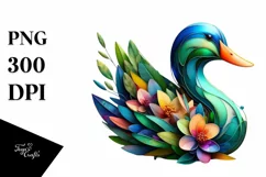 Vibrant Watercolor Duck, High-Res PNG Product Image 1