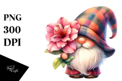 Cute GNOME with Azalea, Transparent PNG Product Image 1