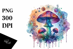 Colorful Watercolor Magical Celestial Astral Mushroom Product Image 3