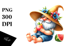 Whimsical Gnome Drinking Cocktail PNG Product Image 1