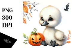 Cute Baby Swan with Pumpkin, PNG Product Image 3