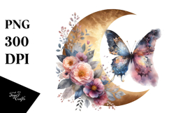 Boho Flower Half Flowers Watercolor Digital Art Product Image 1