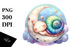Colorful Baby Snail Moon | Sublimation | Clipart Product Image 1