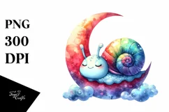Colorful Baby Snail Moon | Sublimation | Clipart Product Image 1