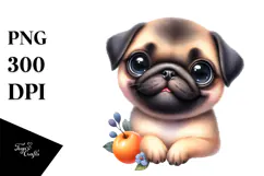 Watercolor Baby Pug, Transparent PNG Product Image 1