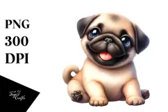 Watercolor Baby Pug, Transparent PNG Product Image 1