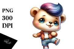 Cute Baby Bear Dancing, Vibrant Drawing PNG Product Image 1