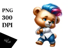 Cute Baby Bear Dancing, Vibrant Drawing PNG Product Image 1