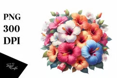 Colorful Hibiscus Bouquet | Sublimation Clipart Product Image 3