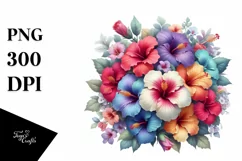 Colorful Hibiscus Bouquet | Sublimation Clipart Product Image 1