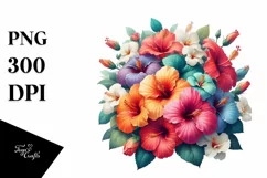 Colorful Hibiscus Bouquet | Sublimation Clipart Product Image 3