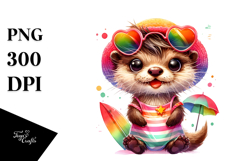 Colorful Baby Otter Dressed for Summer | Clipart Product Image 1