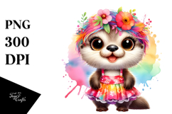 Colorful Baby Otter Dressed for Summer | Clipart Product Image 1