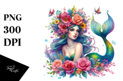 Mermaid with Floral Wreath PNG Product Image 1