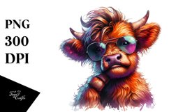 Cute Baby Highlandcow in Model Pose, High-Res PNG Product Image 1
