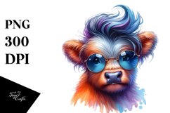 Cute Baby Highlandcow in Model Pose, High-Res PNG Product Image 1