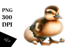Digital Watercolor Baby Duck PNG Product Image 1