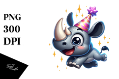 Goofy Cartoon Rhino, Vector Art PNG Product Image 1