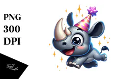 Goofy Cartoon Rhino, Vector Art PNG Product Image 1