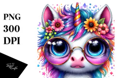 Cute Vibrant Baby Unicorn PNG Product Image 1
