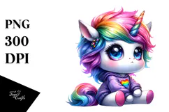 Cute Unicorn with Cool Haircut PNG Product Image 1