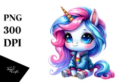 Cute Unicorn with Cool Haircut PNG Product Image 1