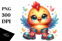 Crazy Cute Baby Rooster PNG Product Image 1