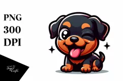 Enthusiastic Baby Rottweiler Clipart PNG Product Image 3