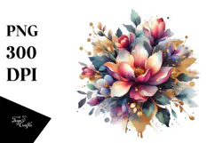 Abstract Vibrant Bouquet with Magnolia | Clipart Product Image 1