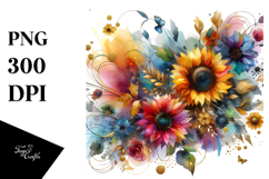 Colorful Sunflower Abstract PNG Product Image 1