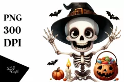 cute Halloween Skeleton Clipart PNG Product Image 3