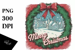 Retro Merry Christmas Clipart PNG Product Image 5