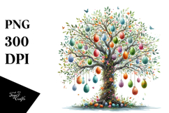 Watercolor Colorful Tree with Eggs PNG Product Image 1