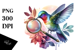 Hummingbird with Magnifying , PNG Product Image 1