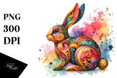 Colorful Bunny Made of Wood PNG Product Image 1