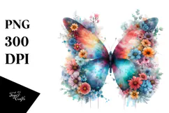 Colorful Butterfly Flowers PNG Product Image 1